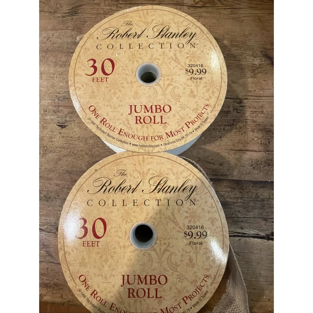 Robert Stanley Collection Ribbons 1999 Burlap Ribbon 30 Feet Used